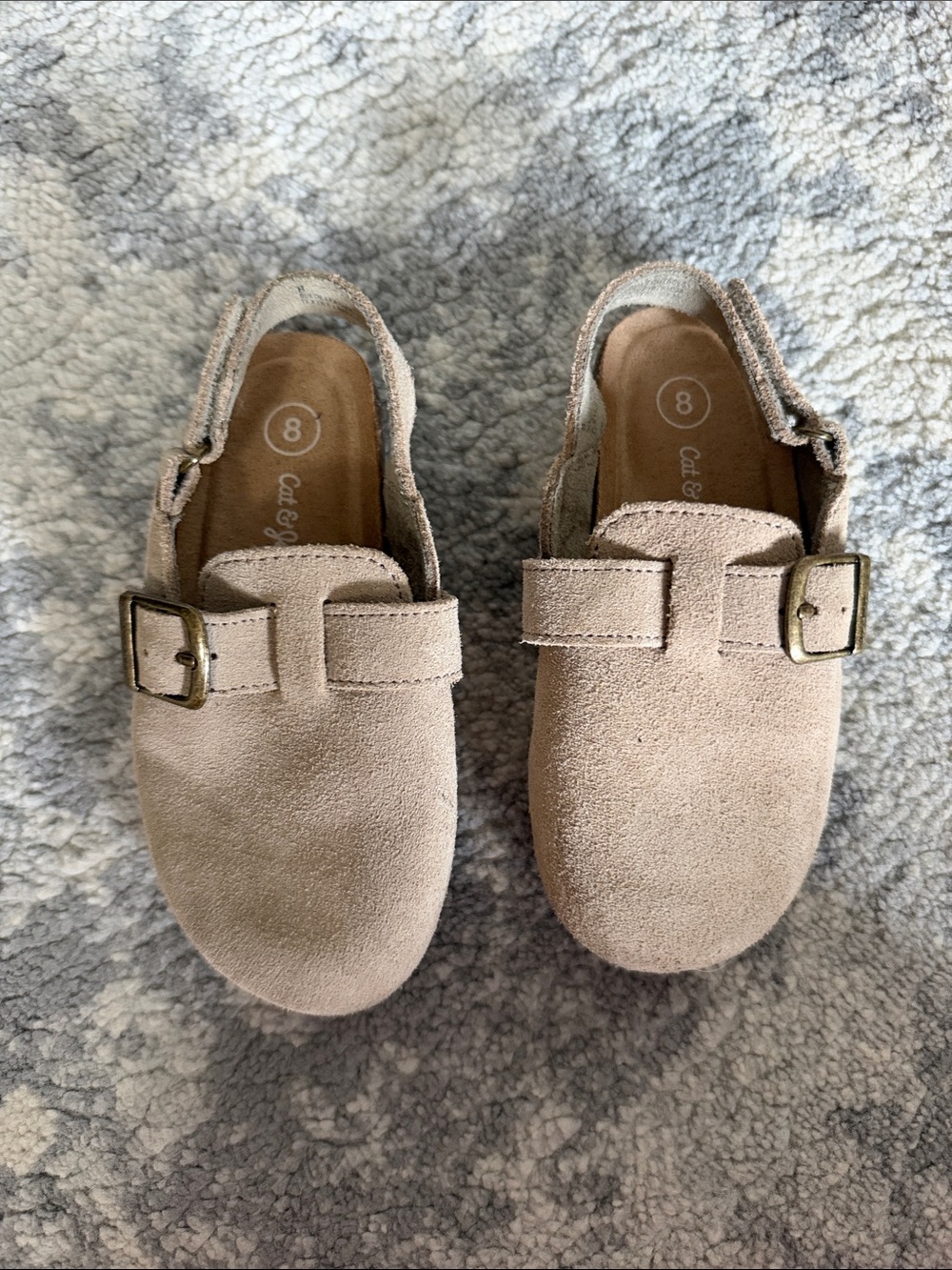 Cat & Jack Kids' Suede Buckle Clogs - Light Taupe